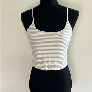BP White and Tan Fitted Crop Camisole